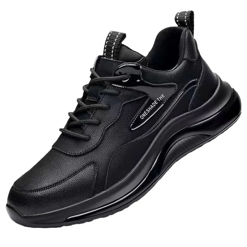 Water proof PU leather upper mens PVC outsole black walking style
