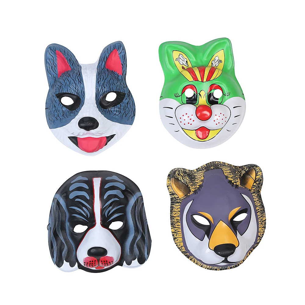 PVC Cartoon Mask Animal Mask Performance Props Cosplay Party Tiger Wolf Lion Leopard Cat Mask