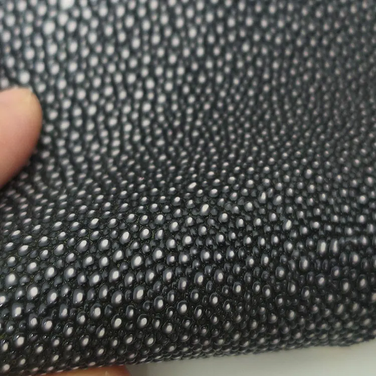 High Quality Full Grain Imitated stingray Fish Skin Grain Artificial PVC Leather Roll for Bags Shoes