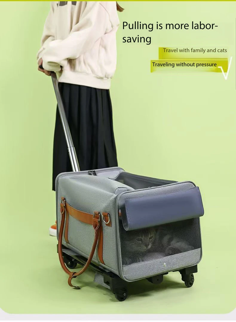 product large pet stroller wagon 4 in 1 expandable cat carrier with telescopic handle universal wheels travel folding dog cat push-2