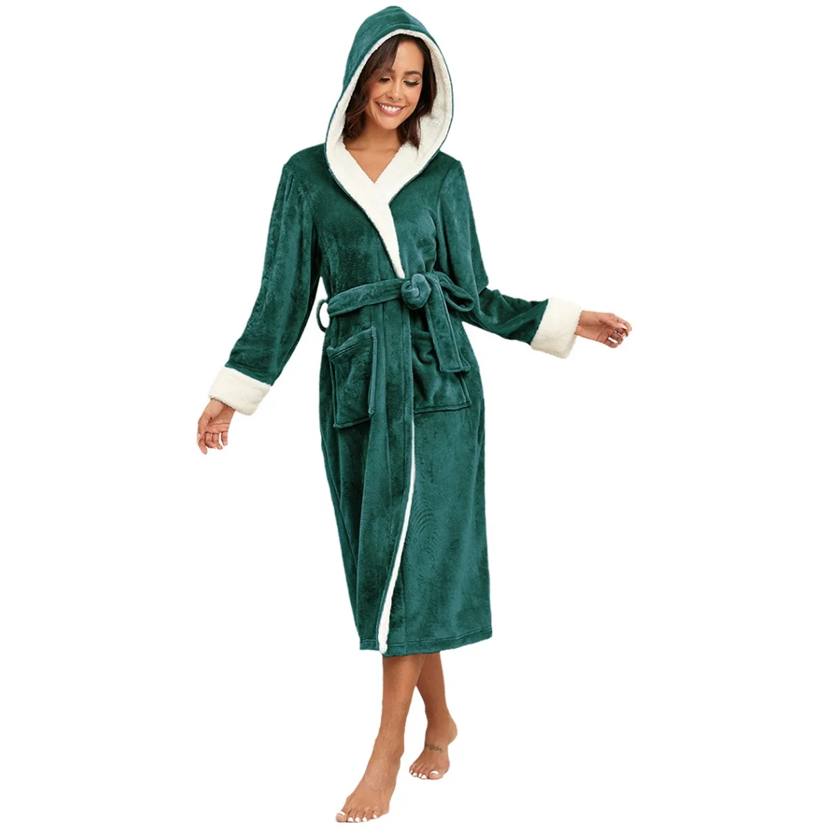 knee length dresses for ladies Jaclyn Intimates Womens Long Sleeve Knee Length Sherpa Lined Hooded Belted Robe Medium / Camouflage