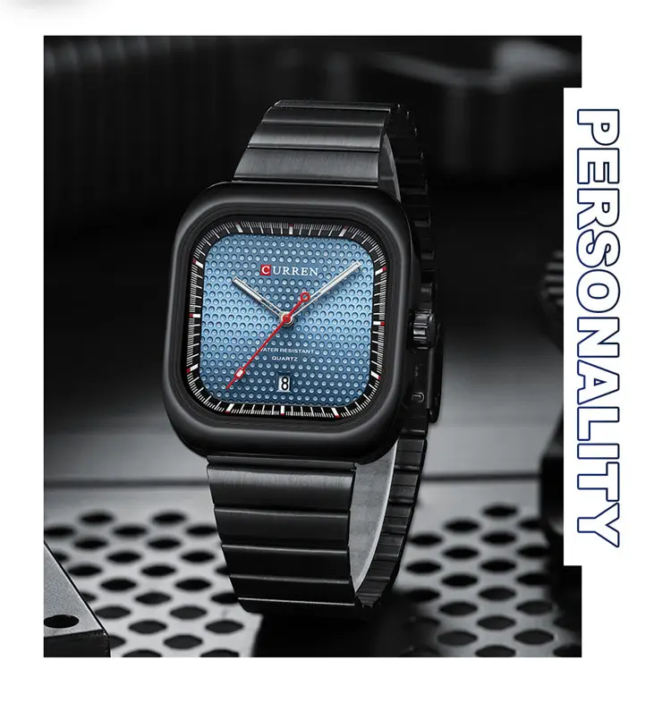 Curren 8460, оптовая продажа, производство, мужские часы, недорогие часы из нержавеющей стали с квадратным дисплеем даты, низкие часы moq, повседневные ручные часы