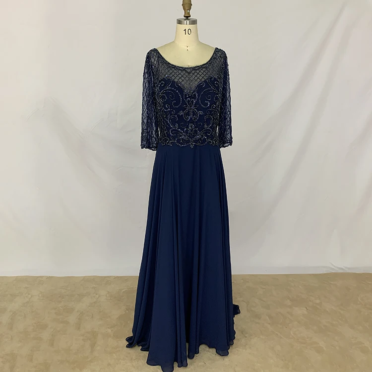 Elegant Floor-Length Grandmother of Bride Dress for Plus Size Women