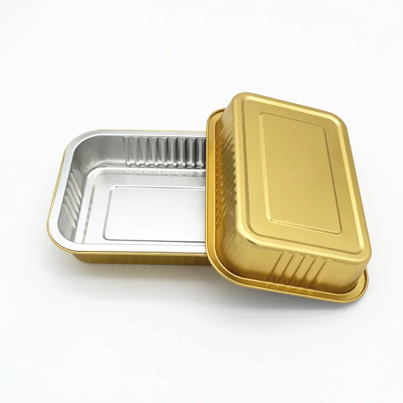 product c580 680ml microwave baking aluminium foil container disposable base food grade aluminum takeout food package lunch box with lid-2