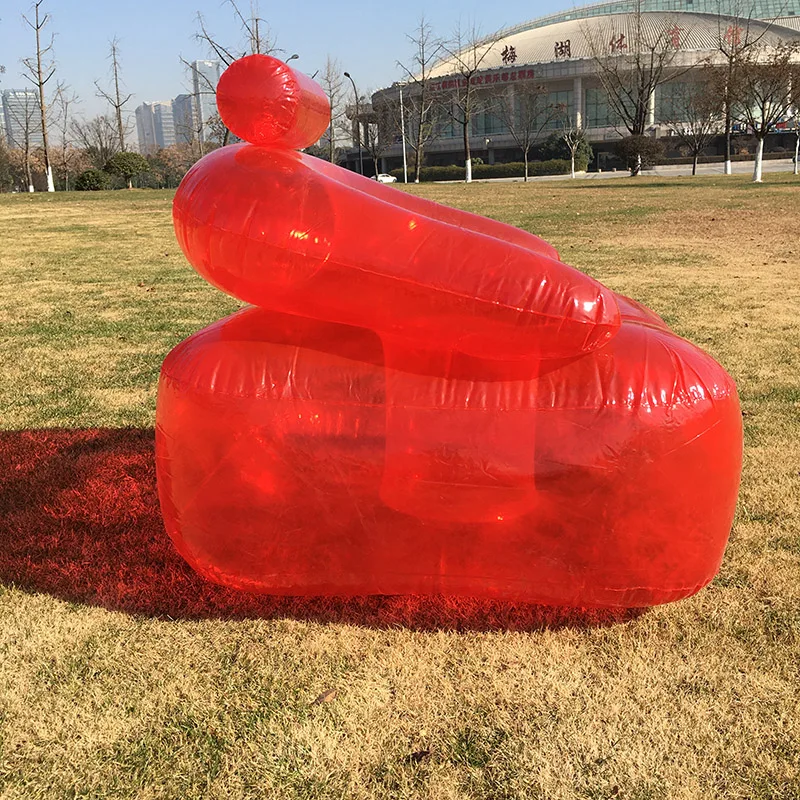 Popular PVC Inflatable Sofa Adult Chair Relaxing Stock Air Bed Chair Red  Transparent Inflatable Sofa