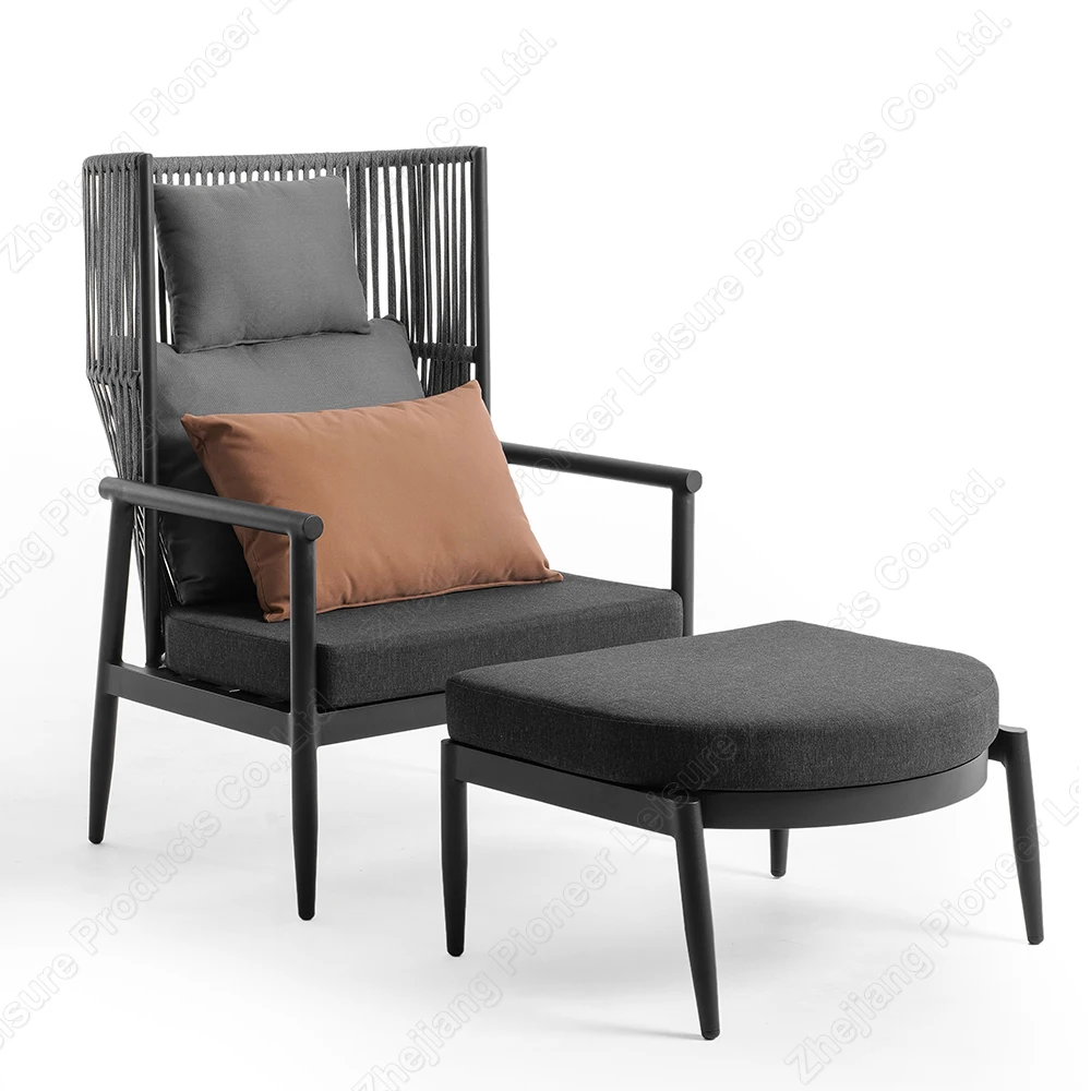Factory Direct Outdoor Furnitures Charcoal High Back Lounge Chair With