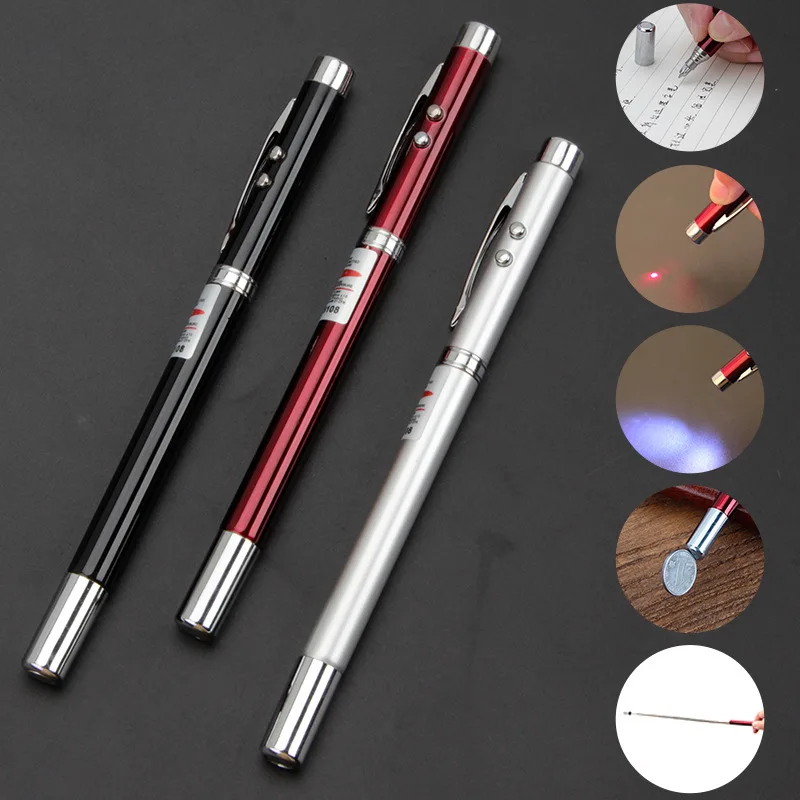 Multifunctional 4-in-1 LED Touch Laser Pen Ballpoint Convenient Accessory with 1.0mm Metal Writing Width and LED Light Screen