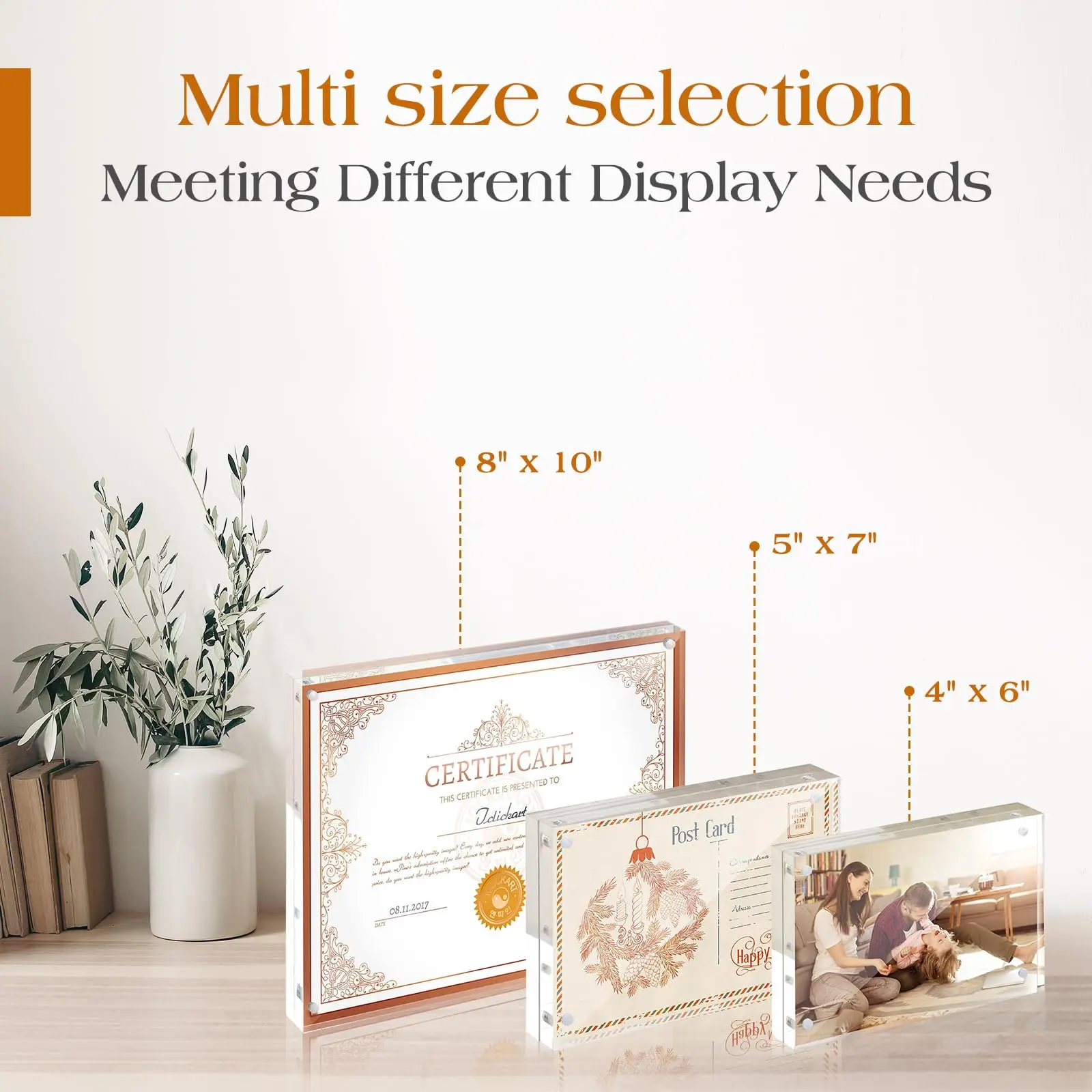 Custom Sized Desktop Display Double-Sided Clear Acrylic Picture Card Frame Magnetic Acrylic Photo Frame supplier