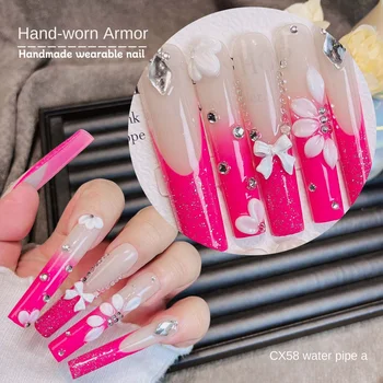 War Plus CX58 French Super Long Water Pipe Hand-Worn White Europe America Cross-Border Trade Artificial Fingernails Product
