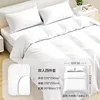 Juego de cama de cuatro piezas doble sábana bajera blanca