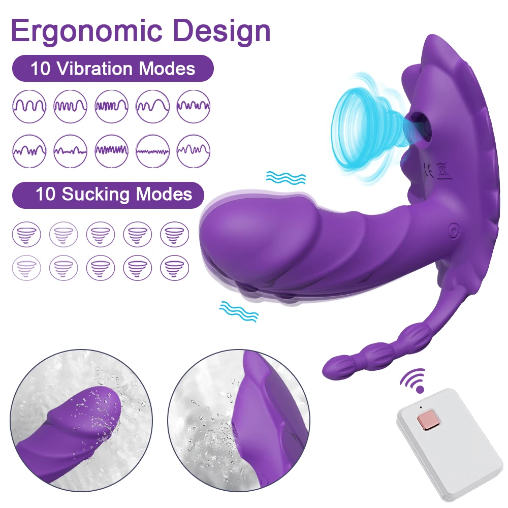 3-in-1 Multiple Ways to Play Clitoris Sucking Nipple Massage Wearable Vibrator Vaginal Rod Massager Anal Butt Plug for Women
