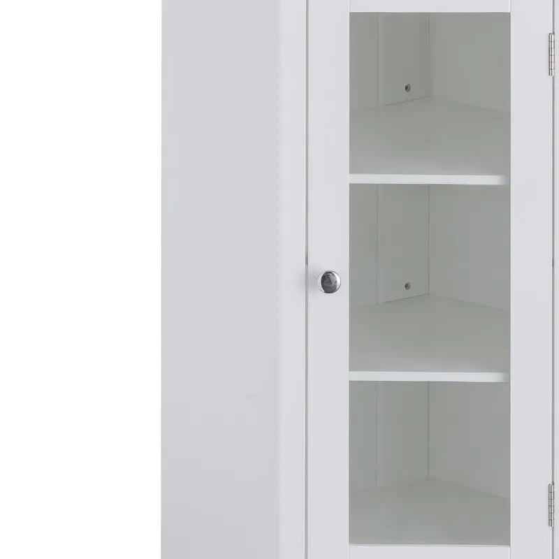 Small Bathroom Storage Corner Floor Cabinet A White Finish With Arched ...