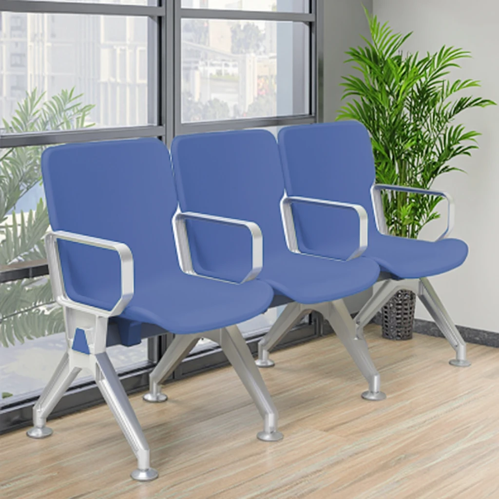 Professional Modern 3 Seats Polyurethane Seating with Steel Frame for Hospital School Hotel Reception Areas 4