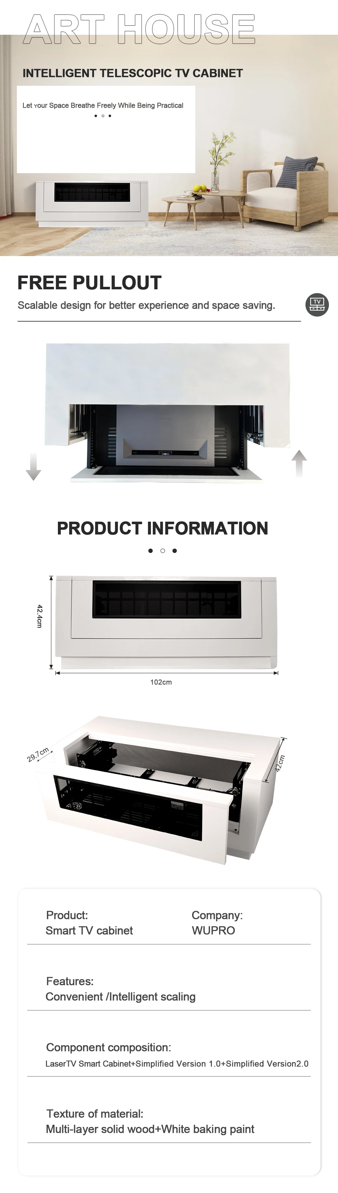 Custom Service Ust Projector Intergrated Tv Stands Ust