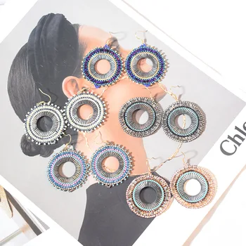 2022 new style exaggerated modeling creative personality Miyuki glass seed beads woven crystal earrings