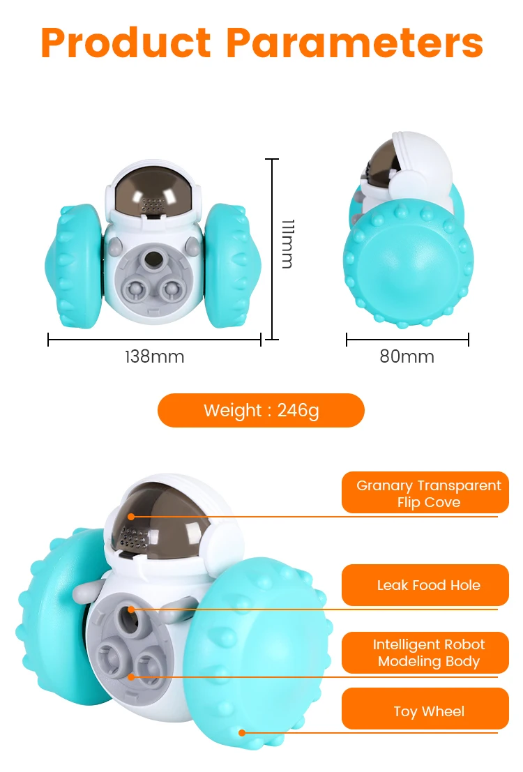Dog Treat Puzzle Toys Interactive Treat Food Dispenser Robot Wheel Slow
