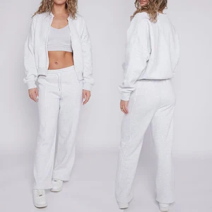 Women's 2 Piece Loose Long Sleeve Zip Fitness Sweatsuits Set Custom Wholesale Sustainable Breathable XXL Size Adults Winter