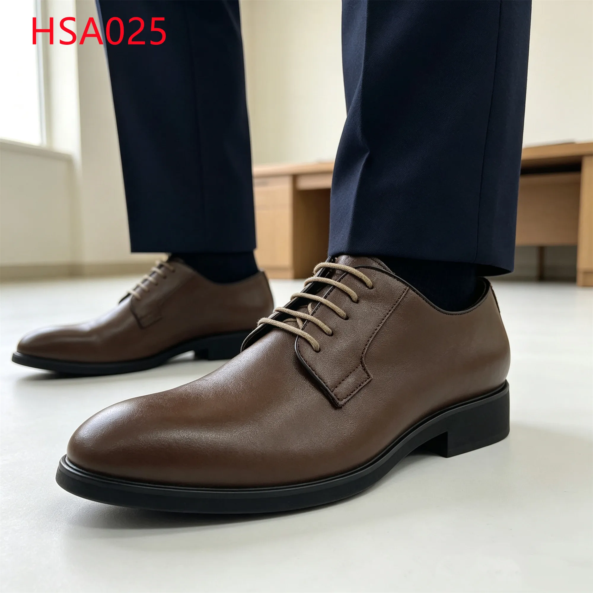 LXG,office Wear Full Grain Leather Brown Hua Singh Men Leather Shoes sharp Toe Design Crease-Free Leather Uniform Shoes HSA025