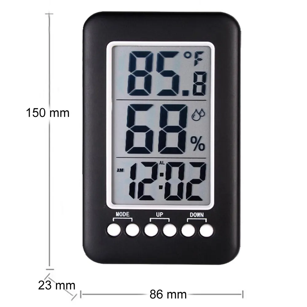 LCD Digital Thermometer Hygrometer Indoor Temperature Humidity Meter Alarm Table Clock