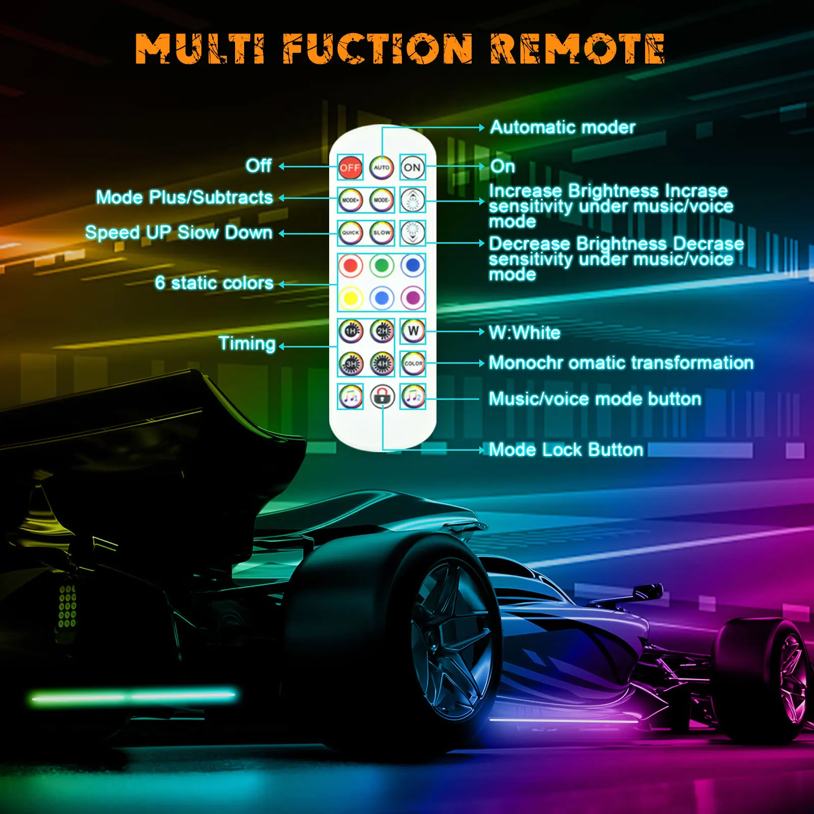 Auto Underbody Exterior Chasing Flow Rgb Led Strip Rainbow Chassis Neon