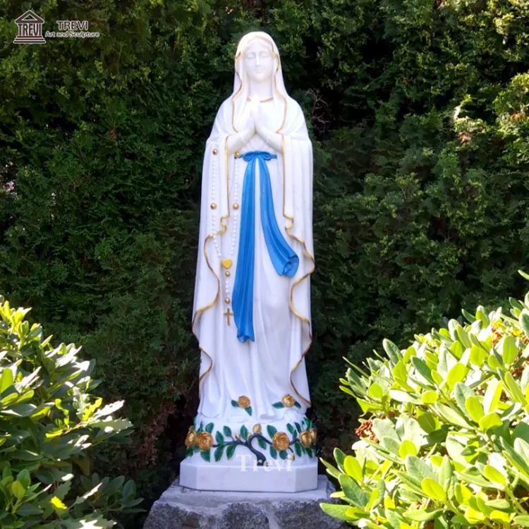 TREVI Classic Painted Marble Stone Virgin Mary Statues Religious Figure Sculpture for Catholic Church
