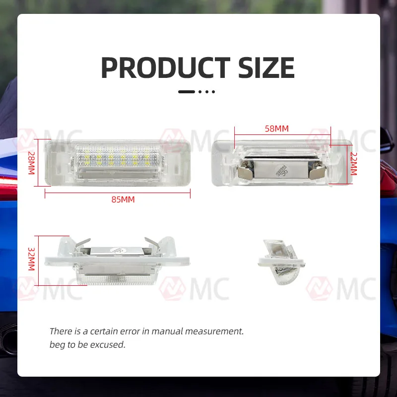 LED License Plate Light for Benz W210 4D Sedan W202 4D Sedan Facelif Rear License Plate Led Light
