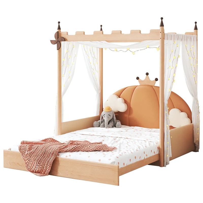 Funny Pumpkin Headboard Extendable Wooden Kids Double Bed
