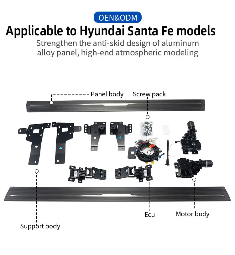 Noble Factory Customized Aluminum Alloy Bracket Electric Side Step for Hyundai Santa Fe Power Running Board With Blue Light factory