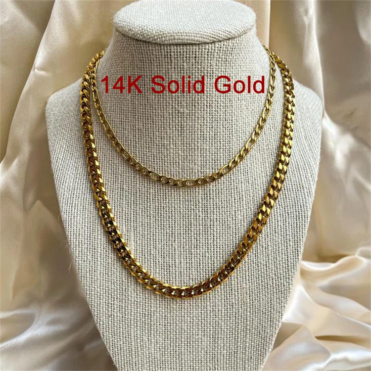 Gc04 Hiphop Cuban Link Chain Necklace Cadenas De Oro 14k Au585 Pure