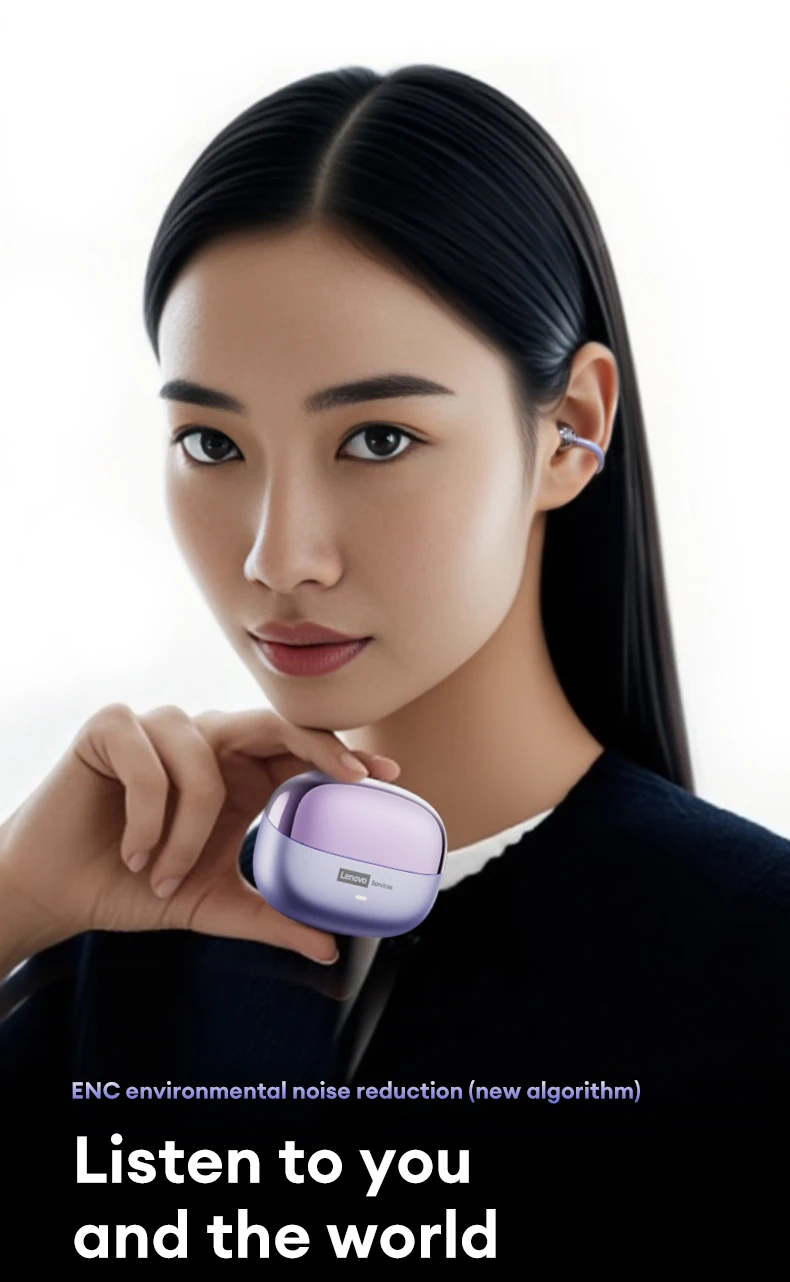 Original Lenovo LE302 Wireless Ear-Clip New BT 6.0 Earphones HIFI Stereo Music Call  Earbuds Long Batter Headphones