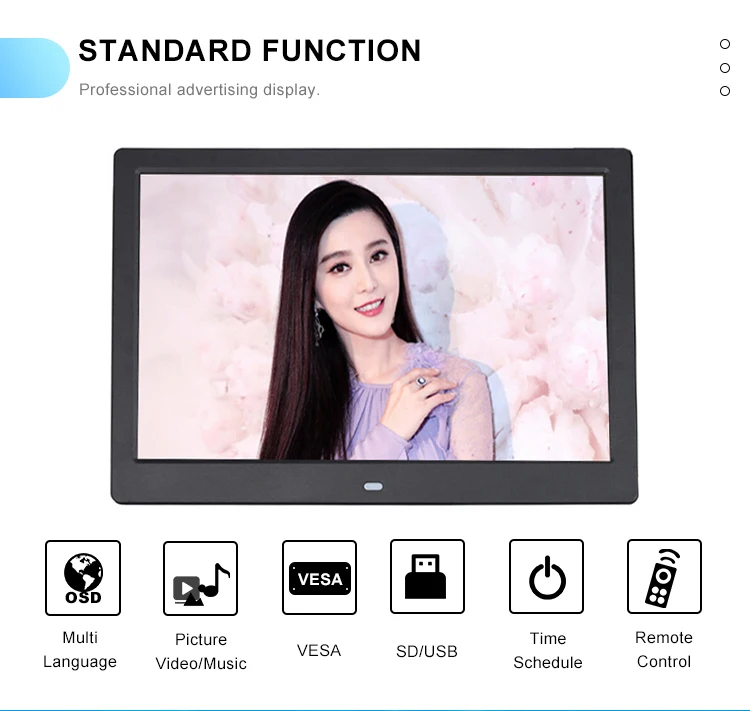 12 Inch Lithium Battery Powered Digital Photo Picture Frame With Built in Battery