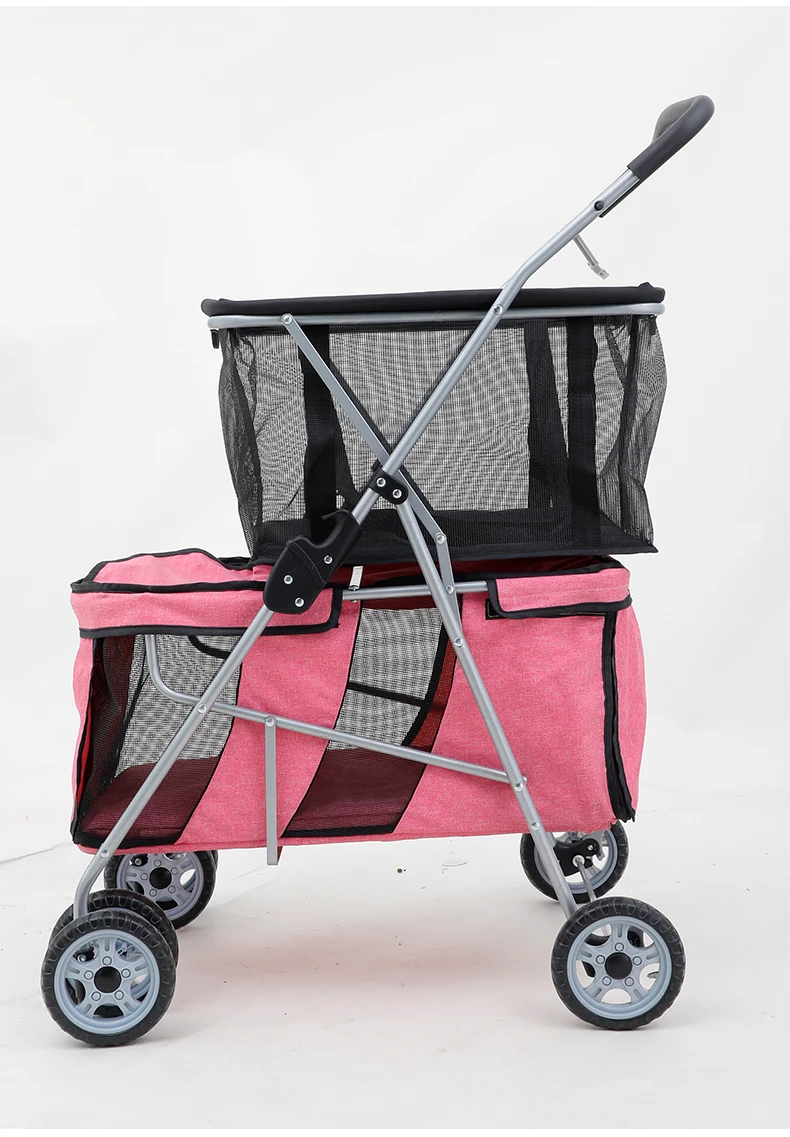 Double Pet Shopping Cart Camping Shopping Cart Large Capacity Portable Storage Folding manufacture