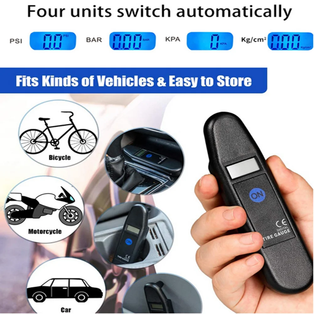 Digital Tire Gauge LCD Display Automobile Tire Gauge Tester Diagnostic ...