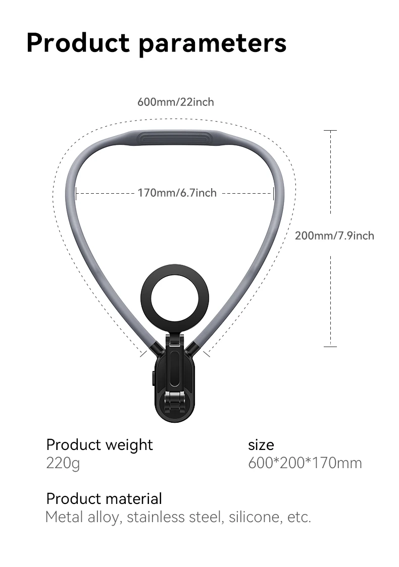 Bulk Content Creator Neck Hanger Magnetic Phone Mount with Adjustable Multi Angle Damping Shaft for Vlog