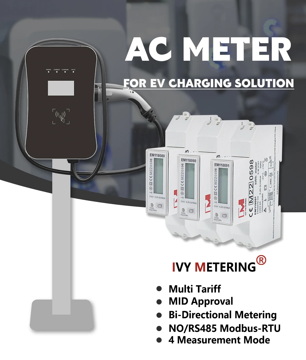 A Mid Certificate Phase Multi Tariff Ev Charging Energy Meter With Rs Modbus Em