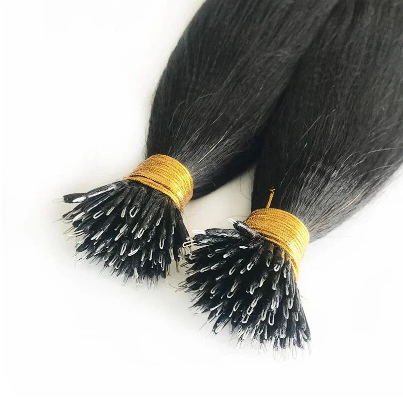 Brazilian Yaki Nano Ring Human Hair Bundles Keratin Capsule Micro Ring Hair Extensions_voghion.com