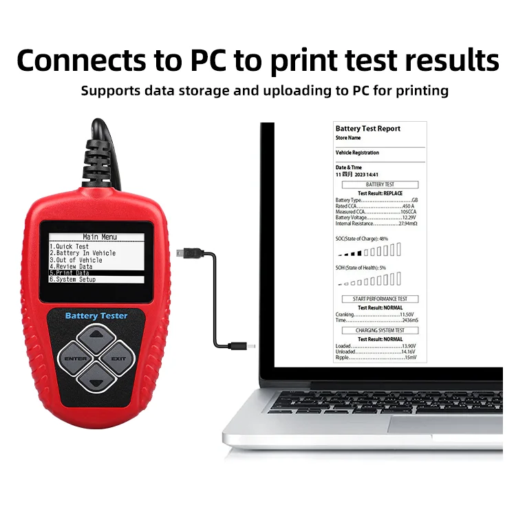 Quick test of Battery Status Short Circuit protection Automatic Temperature Compensation High Precision Battery Tester with Usb