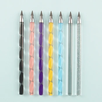 nuevo ultra-comprimido infinito lápiz novedad brillo colorido sólido  acrílico beta sin tinta pluma lápiz eterno para niños damas
