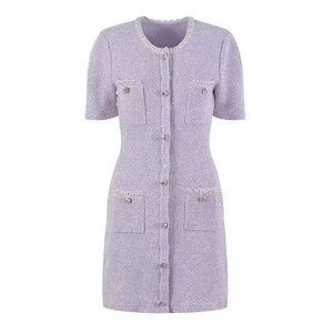 BetterGirl Hot Fashion and Elegant Crystal Beading Short Sleeve Sweater Dress Women Clothing Fall 2024
