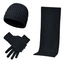 Custom Logo Design Autumn Winter Hot Sale Men Fashion Knitted Hat And Glove Sets
