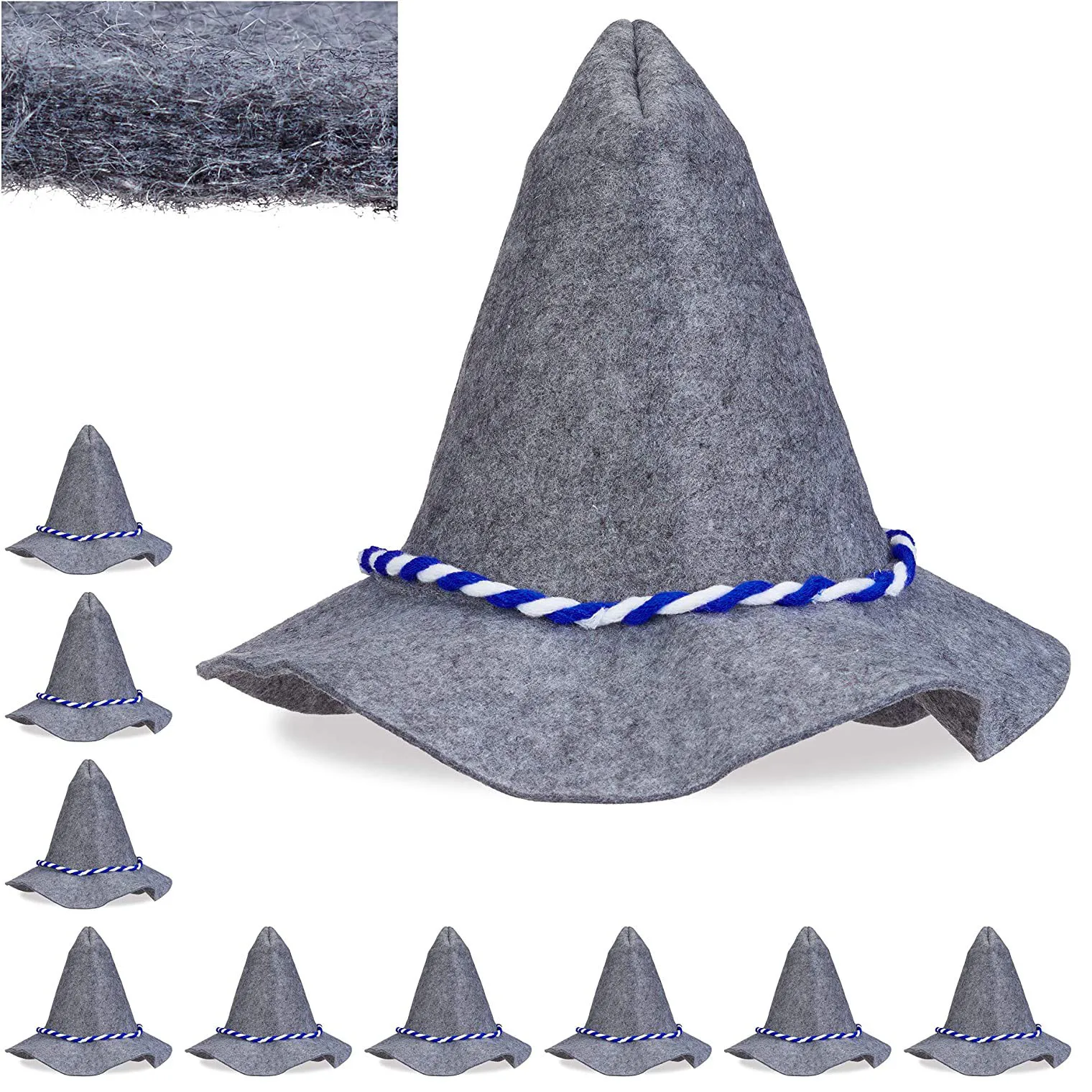 Cappello Da Montagna In Feltro Di Lana - Tradizionale, Con Cordoncino, Per Caccia E Outdoor, Taglia 58 Cm, Grigio - 12