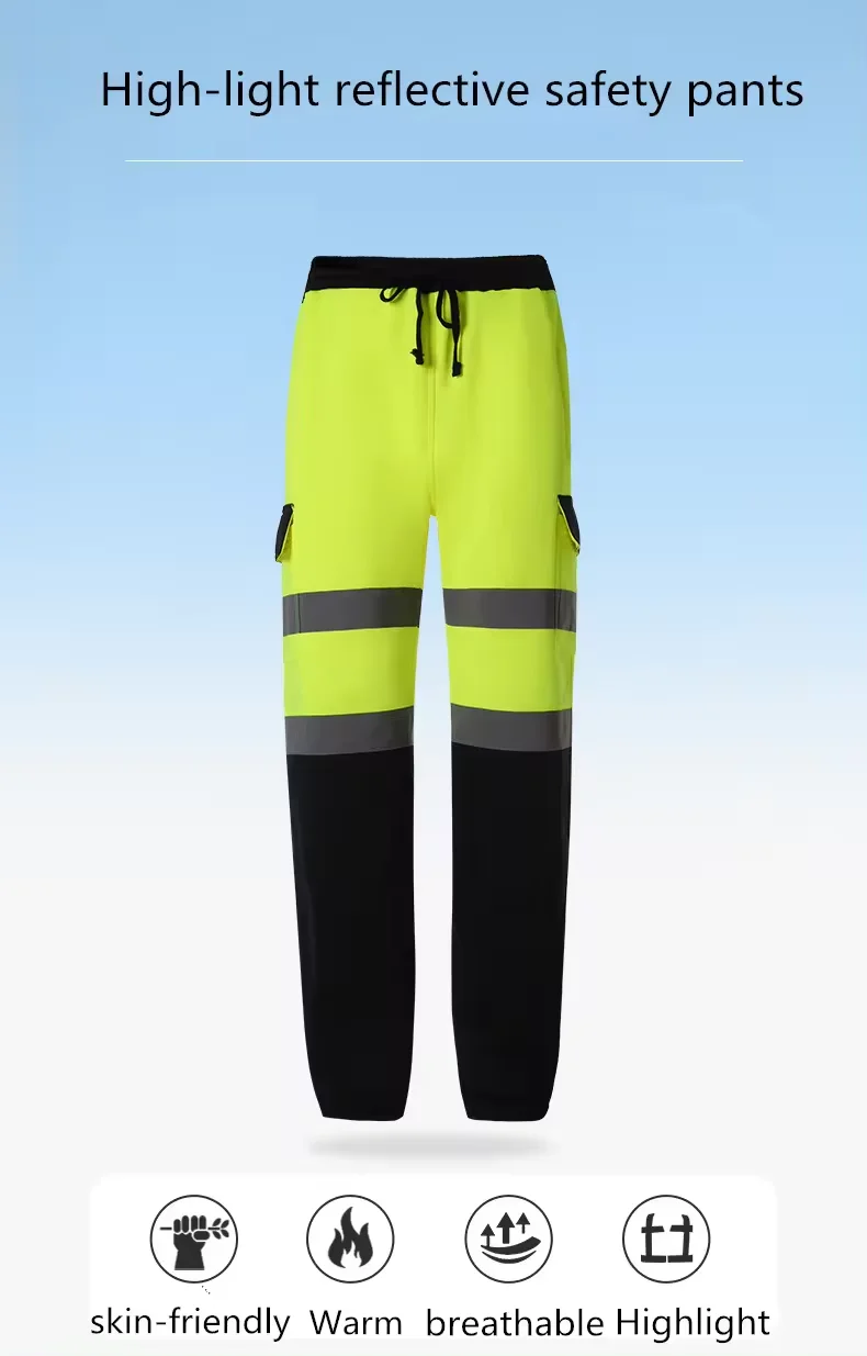 Custom logo multi-pockets reflective winter safety work pants Construction work warm reflective pant