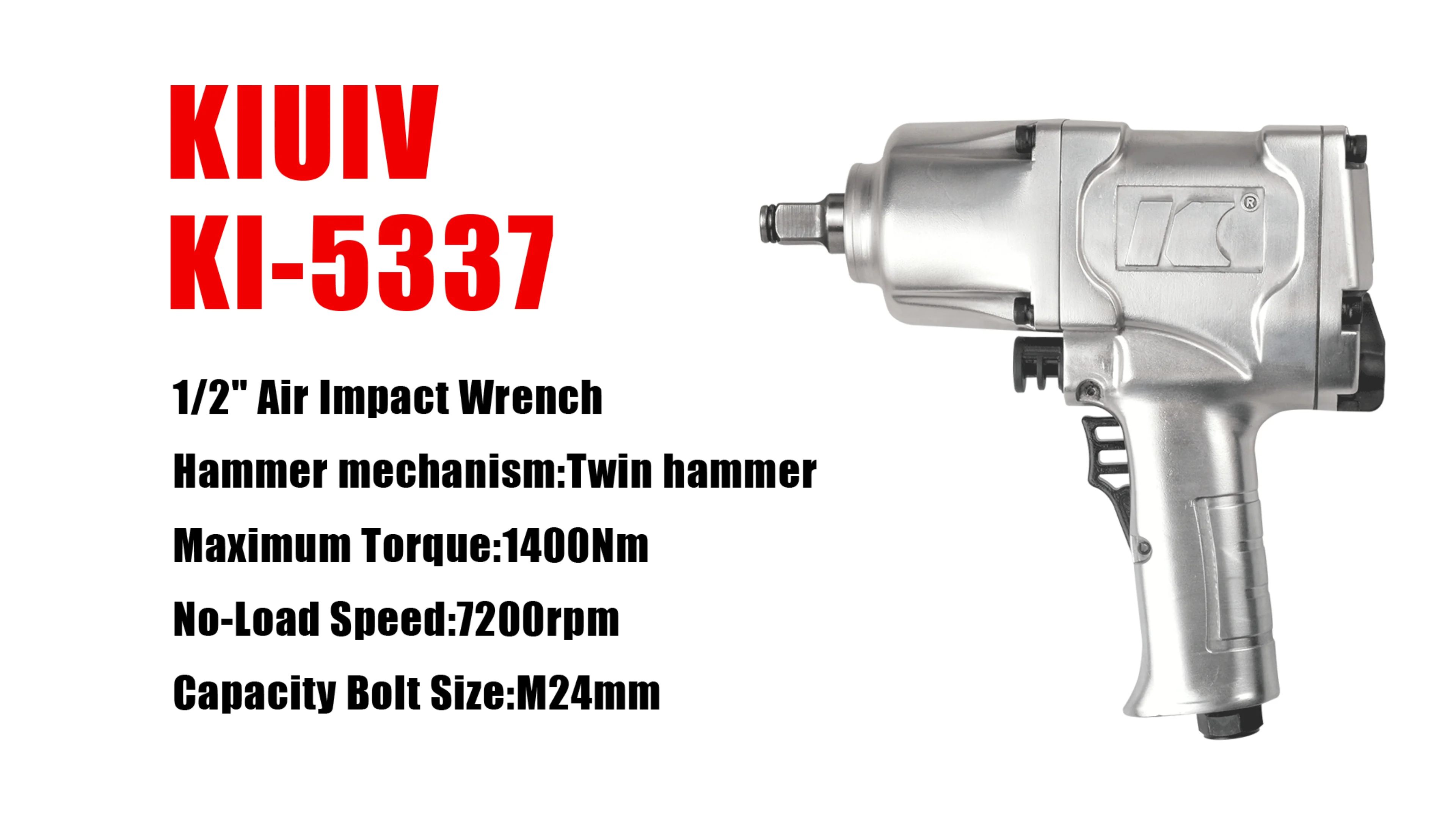 High Quality Air Tool Cordless Impact Wrench Twin Hammer 1/2" Pneumatic
