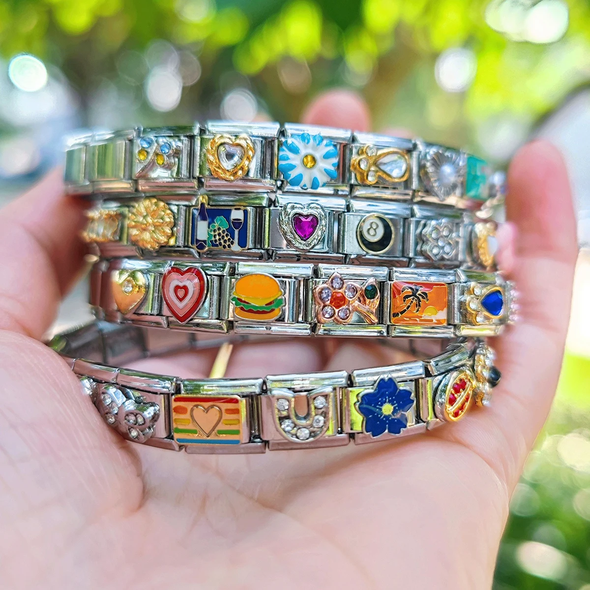 Vintage Italian Stainless Steel Charm Bracelet | Custom Made 