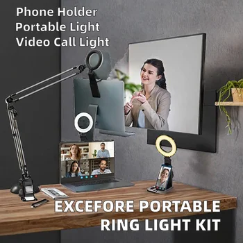 Excefore USB Powered Plastic Ring Light for Computer/Laptop Video Conference Selfie Lighting Kit Stand Cell Phone detail image