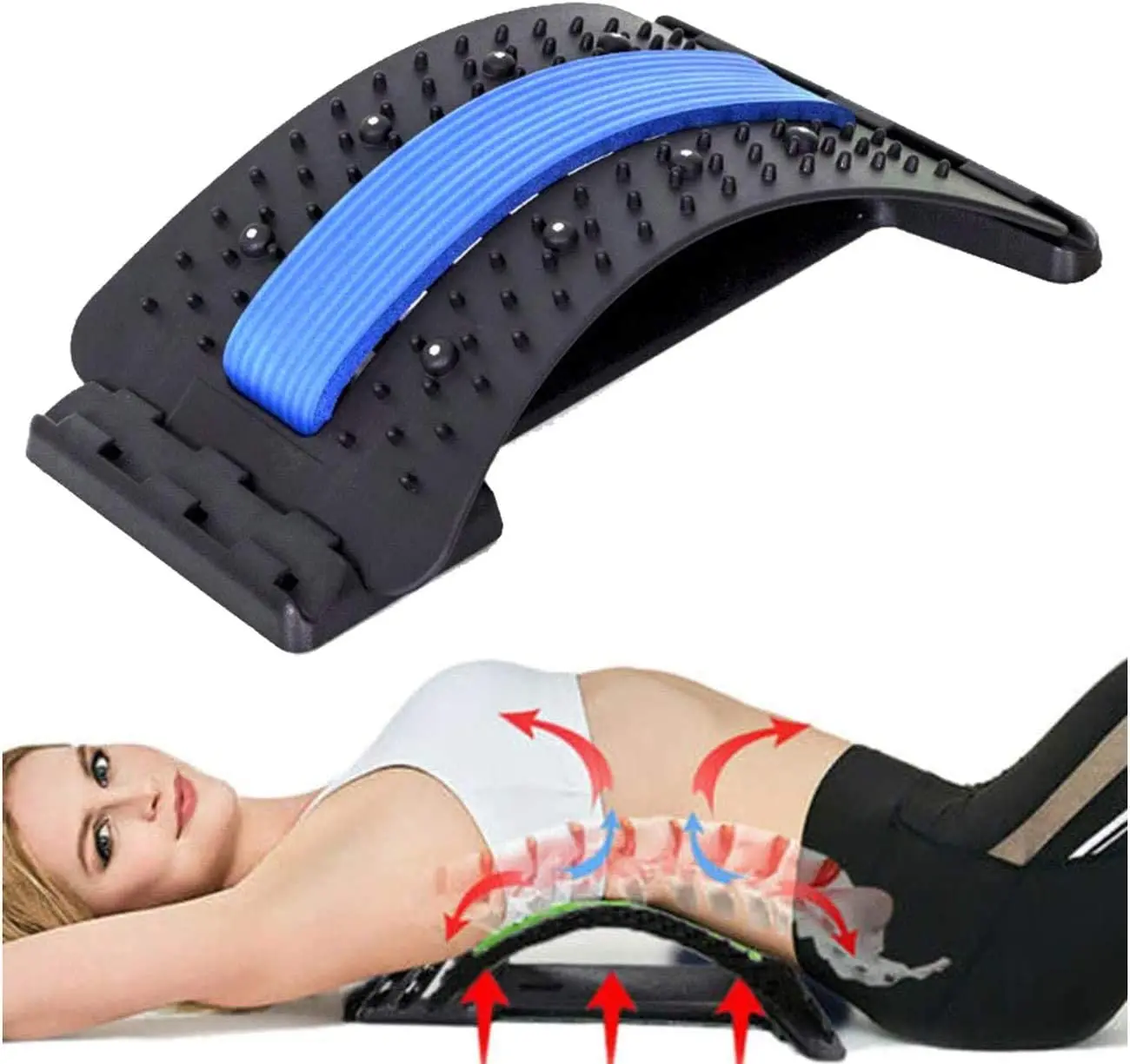 Multi-Level Back Massage Lumbar Back Pain Relief Device PGG-bro Back Stretcher 