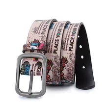 New Handmade Personalized Printing Adjustable Hip-hop Style Genuine Leather Floral Western Leather Belt