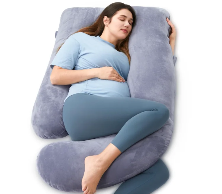Full Support Adjustable Pregnancy Pillow  Zippered  Design 57-inch Maternity Pillow With Machine Washable Pillowcase