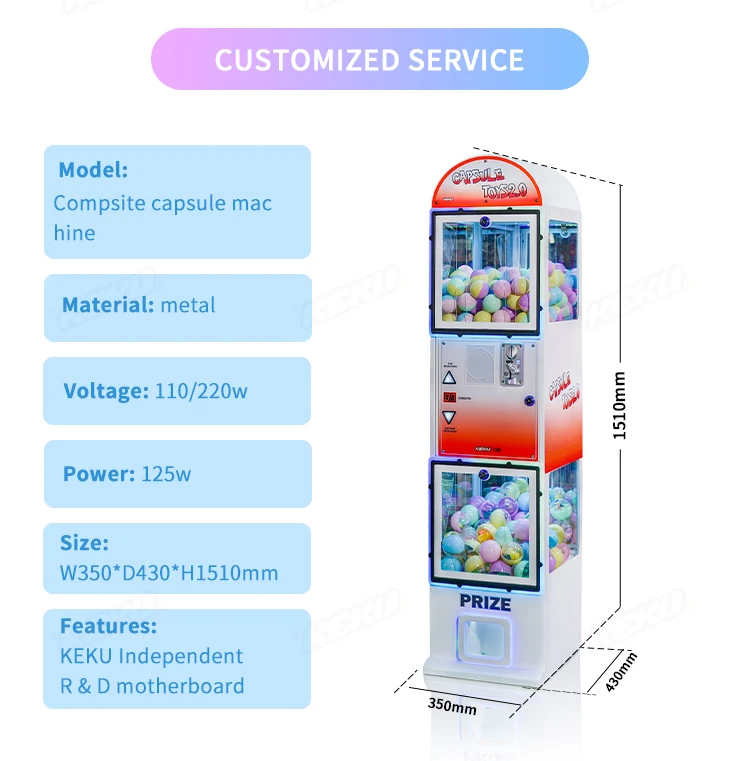 Shopping Mall Amusement Park Kids Gashapon Gacha Gift Machine 100mm ...