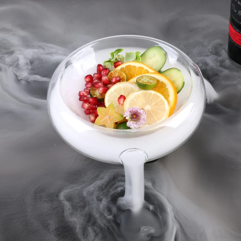 Reusable Heat Resistant Round Clear Double Layer Glass Bowl Fruit Bowls Salad Bowl for Restaurant Bar